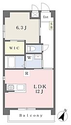 仮称　キャッスル月出4丁目 2階1LDKの間取り