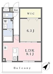 カリーノ杉水 2階1LDKの間取り