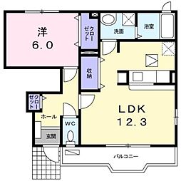 熊本電気鉄道 北熊本駅 バス18分 鶴下車 徒歩3分の賃貸アパート 1階1LDKの間取り