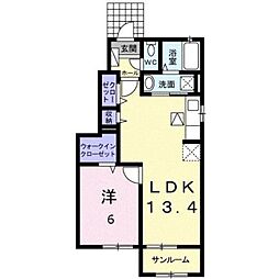 JR豊肥本線 南熊本駅 バス31分 火の君文化センター前下車 徒歩3分の賃貸アパート 1階1LDKの間取り