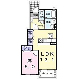 熊本電気鉄道 池田駅 徒歩4分の賃貸アパート 1階1LDKの間取り