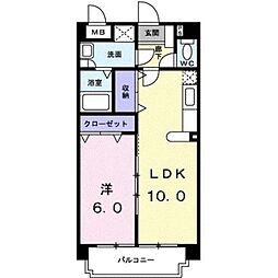 JR鹿児島本線 熊本駅 バス5分 野中下車 徒歩7分の賃貸マンション 4階1LDKの間取り