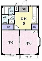 ピースフルハイツ 2DKの間取図画像