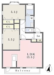 ソラーレA 2LDKの間取図画像