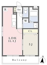 コンフォート弓削 1LDKの間取図画像
