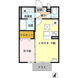 フロレスタ　Ｃ棟 1階1LDKの間取り