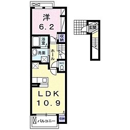 アルカンシェル宰府 2階1LDKの間取り