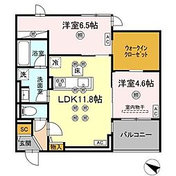 GrandValley博多 2LDKの間取図画像