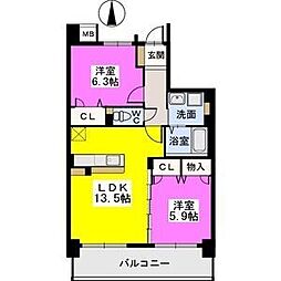 ブランコート筑紫野 2LDKの間取図画像