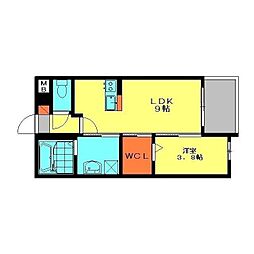 モアプラス井尻インディヴィ 1LDKの間取図画像