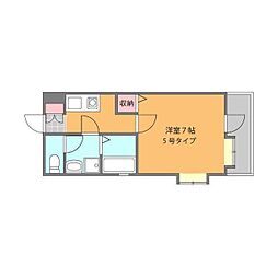プリエール高宮1 1Kの間取図画像