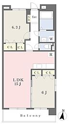 スカイシャトレ二日市 2LDKの間取図画像