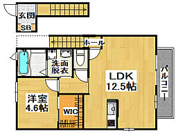 メゾンクレイドル 1LDKの間取図画像