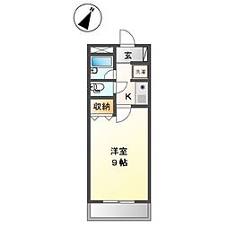 サンヒルズ平和 1Kの間取図画像
