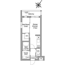 福岡市南区大楠1丁目マンション 1DKの間取図画像