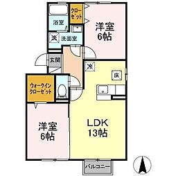 グランドリシェス 2LDKの間取図画像