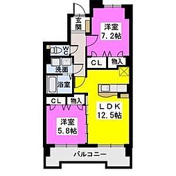 エルマーナ1 2LDKの間取図画像