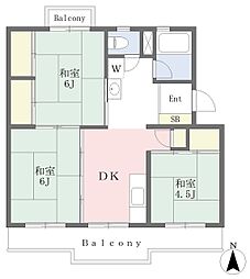 第二西村ビル 3DKの間取図画像