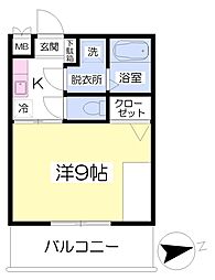 サンハイツ元町 2階1Kの間取り