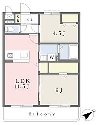（仮称）ユーミー嬉野 3階2LDKの間取り