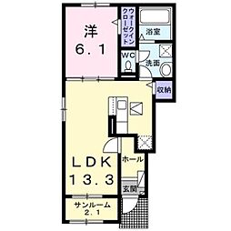 マカニ　レア　Ｃ 1階1LDKの間取り