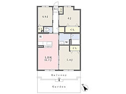 ひまわり館Ｂ棟 1階3LDKの間取り