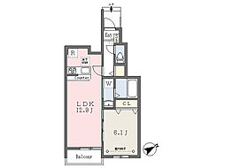 アメニティ諏訪野 1LDKの間取図画像