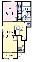 メゾン・ド・ソレイユI 1LDKの間取図画像