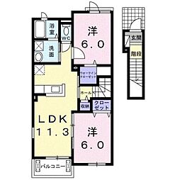 アレーズD 2LDKの間取図画像