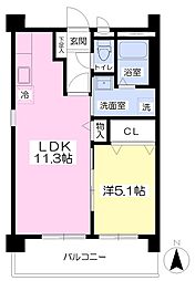 アウラス元町 1LDKの間取図画像