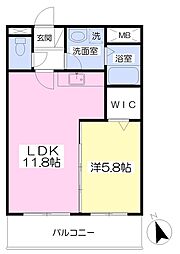 エスペランサ希望 1LDKの間取図画像