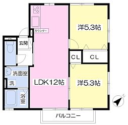 フィールド・オブ・ゴッドD 2LDKの間取図画像