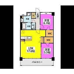 ビオネ美野島 2LDKの間取図画像