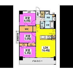 ビオネ美野島 3LDKの間取図画像