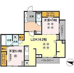 プランドゥブレ西新 2LDKの間取図画像