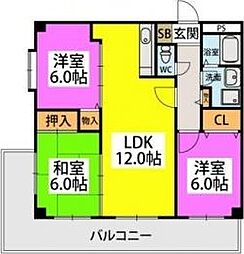 プラムハイツ2 3LDKの間取図画像