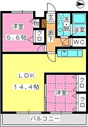 ウイング福重 2LDKの間取図画像