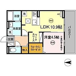 ベルフィオーレ姪浜 1LDKの間取図画像