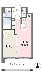 ランドマーク原 1LDKの間取図画像