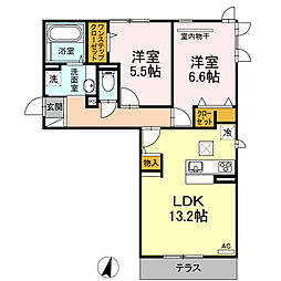 ラフィーネ伊都 2LDKの間取図画像