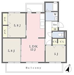 大町団地21棟 3LDKの間取図画像