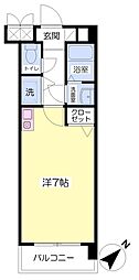 カーサ・デ・フロール・冨田 ワンルームの間取図画像