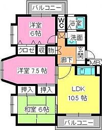 グランマキ室見 3LDKの間取図画像