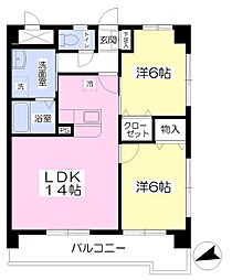 サンティパーク重留 2LDKの間取図画像