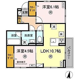 グランメゾン飯倉 2LDKの間取図画像