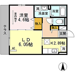 D-room愛宕 1LDKの間取図画像