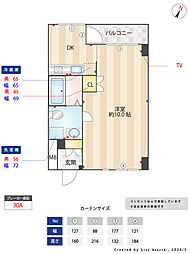 KDXレジデンス西新 1DKの間取図画像