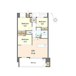 S-RESIDENCE愛宕SOUTH 3LDKの間取図画像