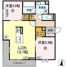 D-residence諸岡 2LDKの間取図画像