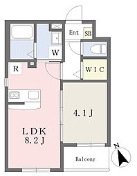 フルス愛宕 1LDKの間取図画像
